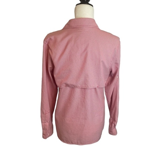 CABELA’S Women's Fishing Shirt Pink Coral checkered Shirt 
Size Medium - Picture 3 of 12